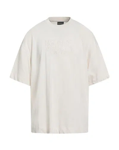 Emporio Armani Man T-shirt Cream Size L Cotton In Neutral