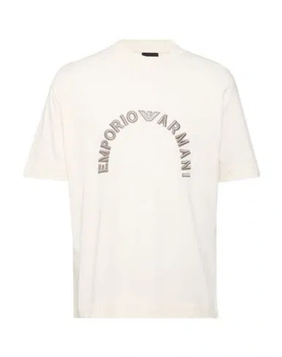Emporio Armani Man T-shirt Cream Size L Cotton In White
