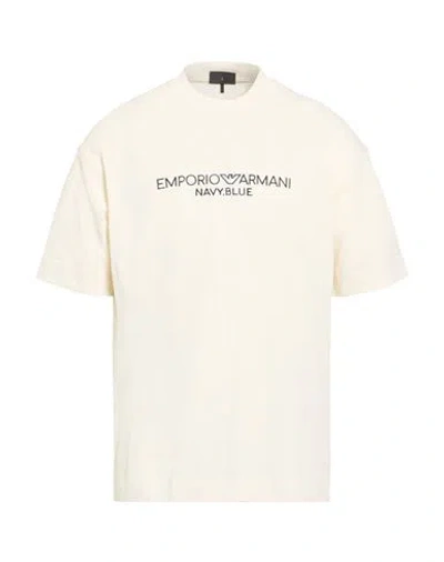 Emporio Armani Man T-shirt Cream Size L Cotton In White