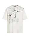 Emporio Armani Man T-shirt Cream Size M Cotton In White