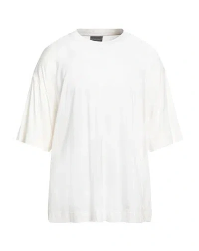 Emporio Armani Man T-shirt Cream Size S Lyocell, Cotton In Multi
