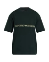 Emporio Armani Man T-shirt Dark Green Size L Cotton In Black