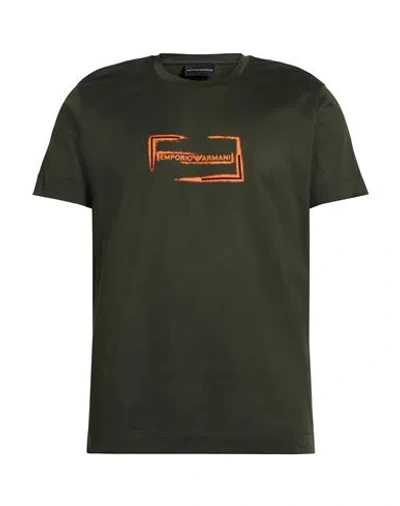 Emporio Armani Man T-shirt Dark Green Size M Cotton