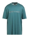 Emporio Armani Man T-shirt Deep Teal Size M Lyocell, Cotton In Green