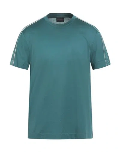 Emporio Armani Man T-shirt Deep Teal Size M Lyocell, Cotton, Polyester, Elastane In Green