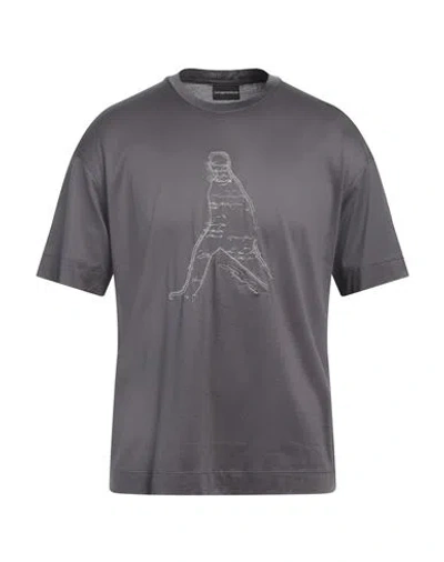 Emporio Armani Man T-shirt Grey Size M Lyocell, Cotton