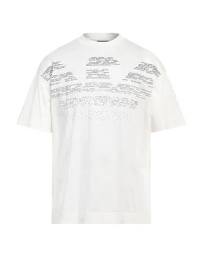 Emporio Armani Man T-shirt Ivory Size L Cotton In White