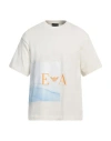 Emporio Armani Man T-shirt Ivory Size L Cotton In White