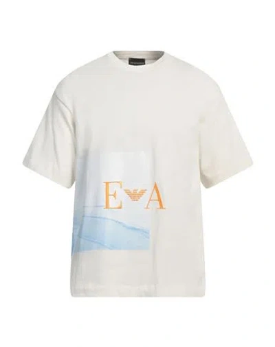 Emporio Armani Man T-shirt Ivory Size L Cotton In White