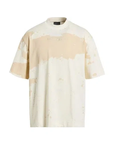 Emporio Armani Man T-shirt Ivory Size L Cotton In White