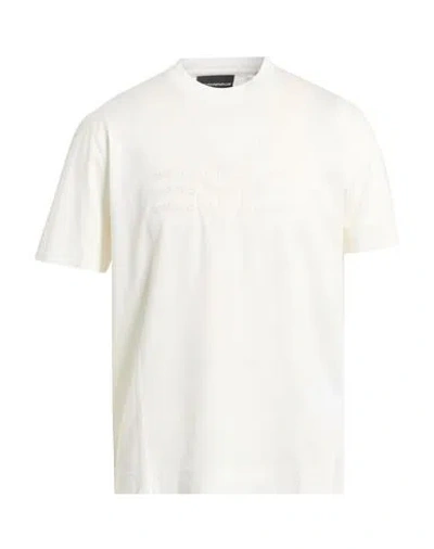 Emporio Armani Man T-shirt Ivory Size L Lyocell, Cotton In White