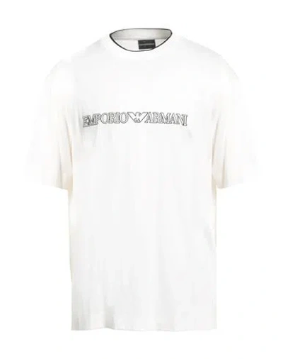 Emporio Armani Man T-shirt Ivory Size L Lyocell, Cotton In White