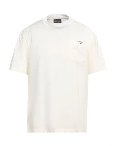 Emporio Armani Man T-shirt Ivory Size S Virgin Wool, Viscose In White