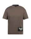 Emporio Armani Man T-shirt Khaki Size L Cotton In Beige