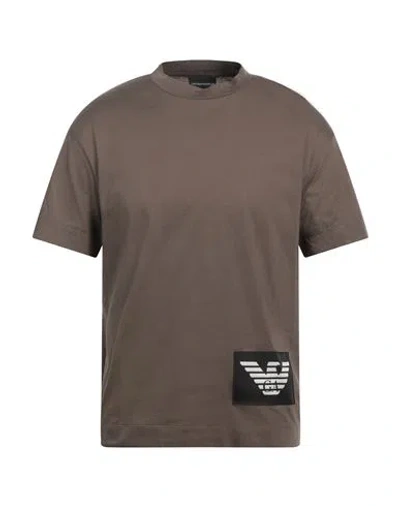 Emporio Armani Man T-shirt Khaki Size L Cotton In Beige
