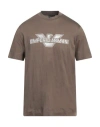 Emporio Armani Man T-shirt Khaki Size L Cotton In Beige