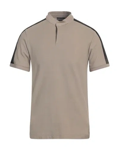 Emporio Armani Man T-shirt Khaki Size M Cotton, Polyamide, Polyester, Elastane In Beige