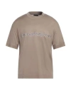 Emporio Armani Man T-shirt Khaki Size Xl Lyocell, Cotton In Beige