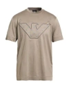 Emporio Armani Man T-shirt Khaki Size M Lyocell, Cotton In Brown