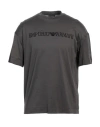 Emporio Armani Man T-shirt Lead Size L Cotton In Gray