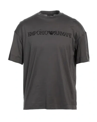 Emporio Armani Man T-shirt Lead Size L Cotton In Gray