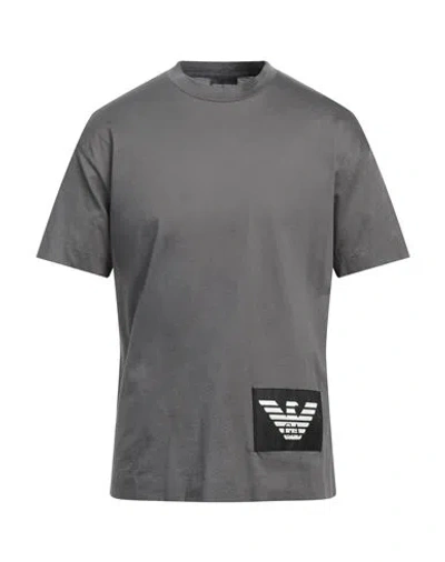 Emporio Armani Man T-shirt Lead Size L Cotton In Grey