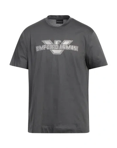 Emporio Armani Man T-shirt Lead Size L Cotton In Grey