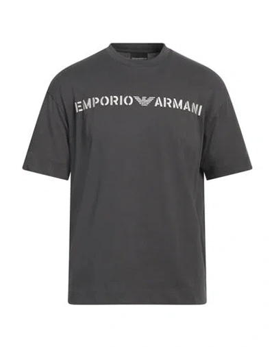 Emporio Armani Man T-shirt Lead Size M Cotton In Grey