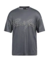 Emporio Armani Man T-shirt Lead Size M Lyocell, Cotton In Grey