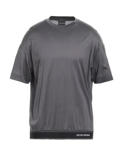 Emporio Armani Man T-shirt Lead Size Xl Lyocell, Cotton, Polyester, Elastane, Polyamide In Grey