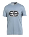 Emporio Armani Man T-shirt Light Blue Size M Lyocell, Cotton