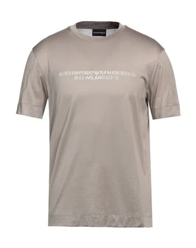Emporio Armani Man T-shirt Light Brown Size S Lyocell, Cotton In Beige