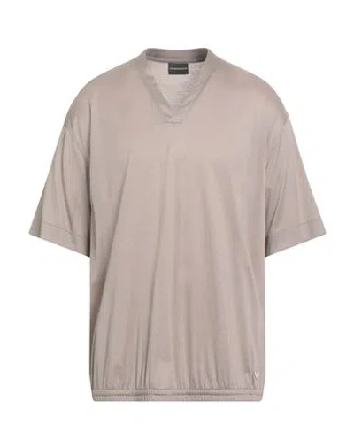 Emporio Armani Man T-shirt Light Brown Size Xxxl Lyocell, Cotton In Neutral