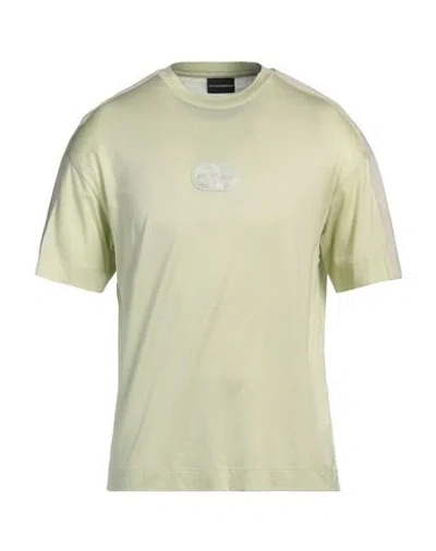 Emporio Armani Man T-shirt Light Green Size L Lyocell, Cotton