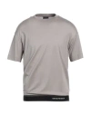 Emporio Armani Man T-shirt Light Grey Size L Lyocell, Cotton, Polyester, Elastane, Polyamide In Gray