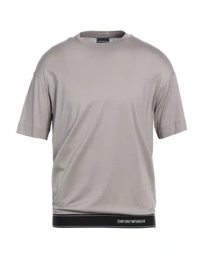 Emporio Armani Man T-shirt Light Grey Size L Lyocell, Cotton, Polyester, Elastane, Polyamide In Gray