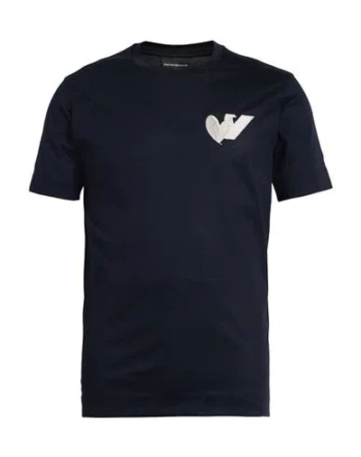 Emporio Armani Man T-shirt Midnight Blue Size L Cotton In Black