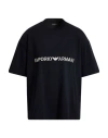 Emporio Armani Man T-shirt Midnight Blue Size L Cotton In Black
