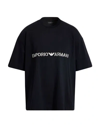 Emporio Armani Man T-shirt Midnight Blue Size L Cotton In Black