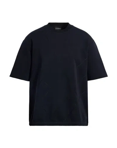 Emporio Armani Man T-shirt Midnight Blue Size L Cotton, Polyester, Elastane In Black