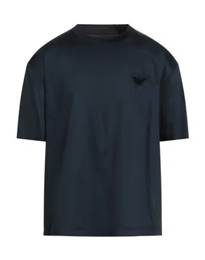 Emporio Armani Man T-shirt Midnight Blue Size L Cotton, Viscose