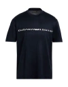 Emporio Armani Man T-shirt Midnight Blue Size L Lyocell, Cotton In Black
