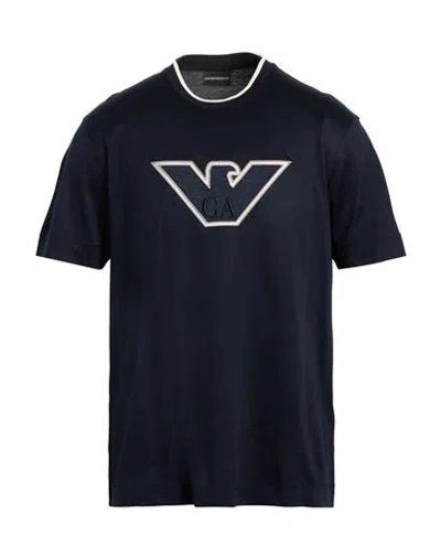 Emporio Armani Man T-shirt Midnight Blue Size L Lyocell, Cotton