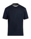 Emporio Armani Man T-shirt Midnight Blue Size L Lyocell, Cotton In Blue