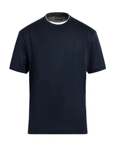Emporio Armani Man T-shirt Midnight Blue Size L Lyocell, Cotton