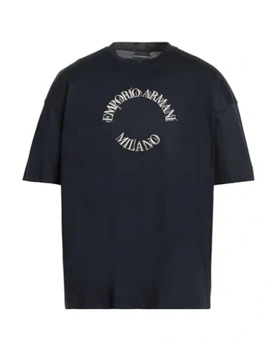 Emporio Armani Man T-shirt Midnight Blue Size M Cotton In Black
