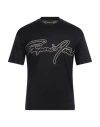 Emporio Armani Man T-shirt Midnight Blue Size M Lyocell, Cotton