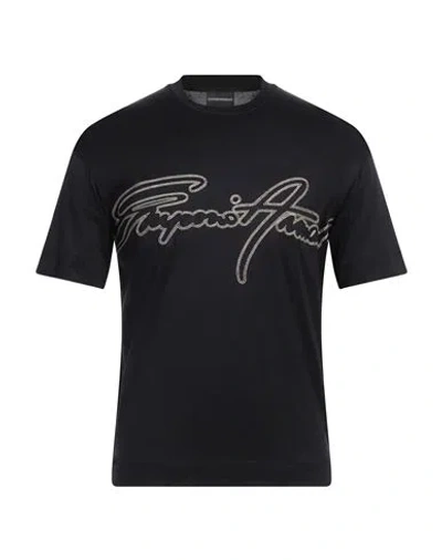Emporio Armani Man T-shirt Midnight Blue Size M Lyocell, Cotton
