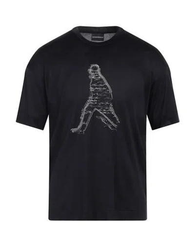 Emporio Armani Man T-shirt Midnight Blue Size M Lyocell, Cotton