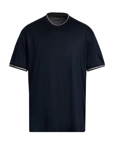 Emporio Armani Man T-shirt Midnight Blue Size M Lyocell, Cotton